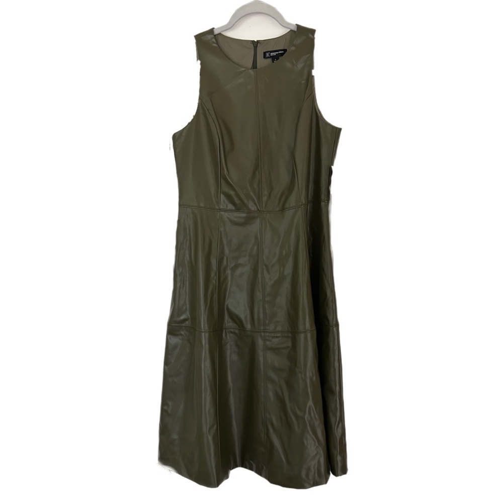 I.N.C. Faux leather olive green dress sz.6
